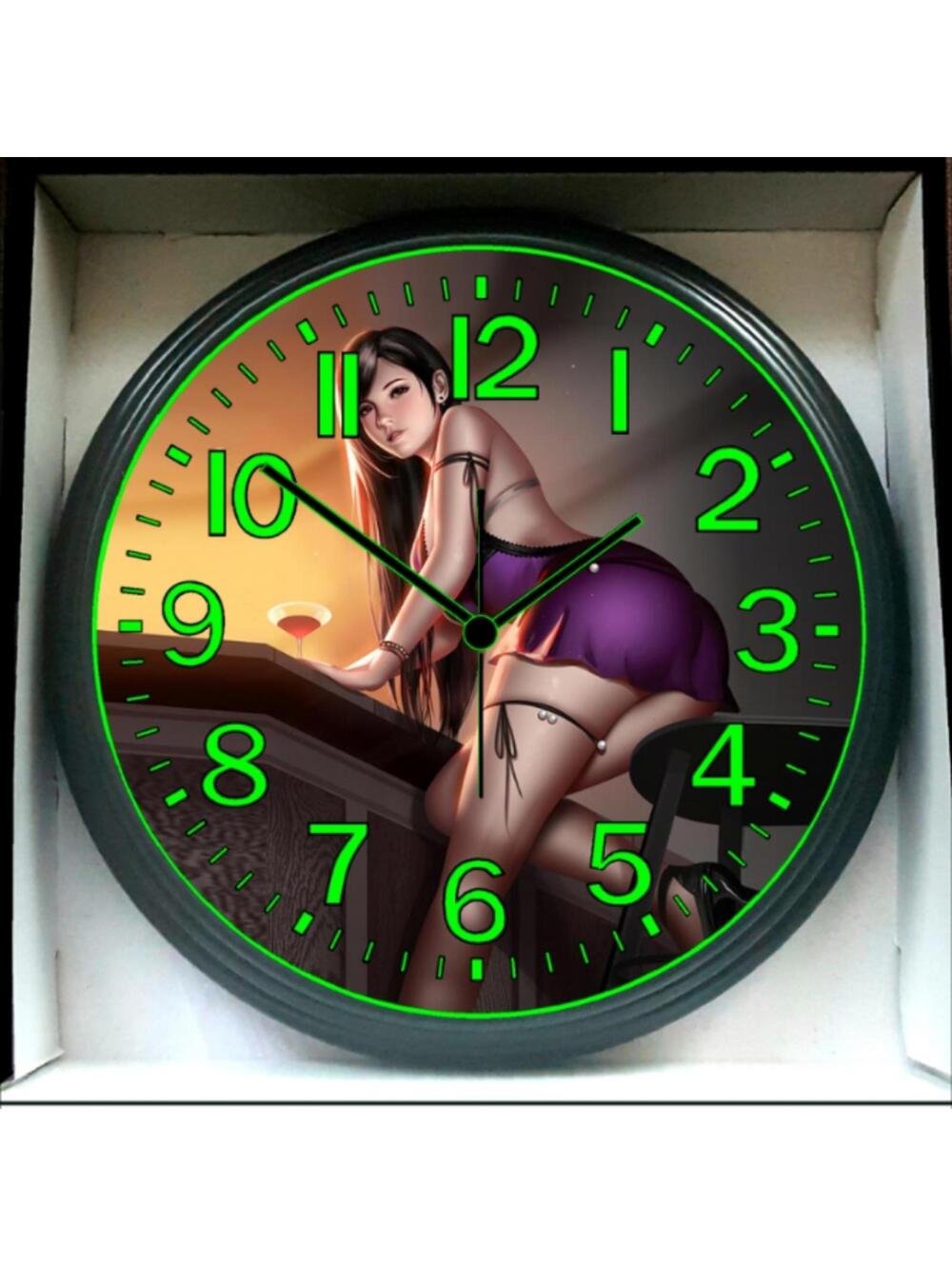 Bar Beer Lounge Billiard Garage Shop Winery Music Studio Glow in Dark Wall Clock